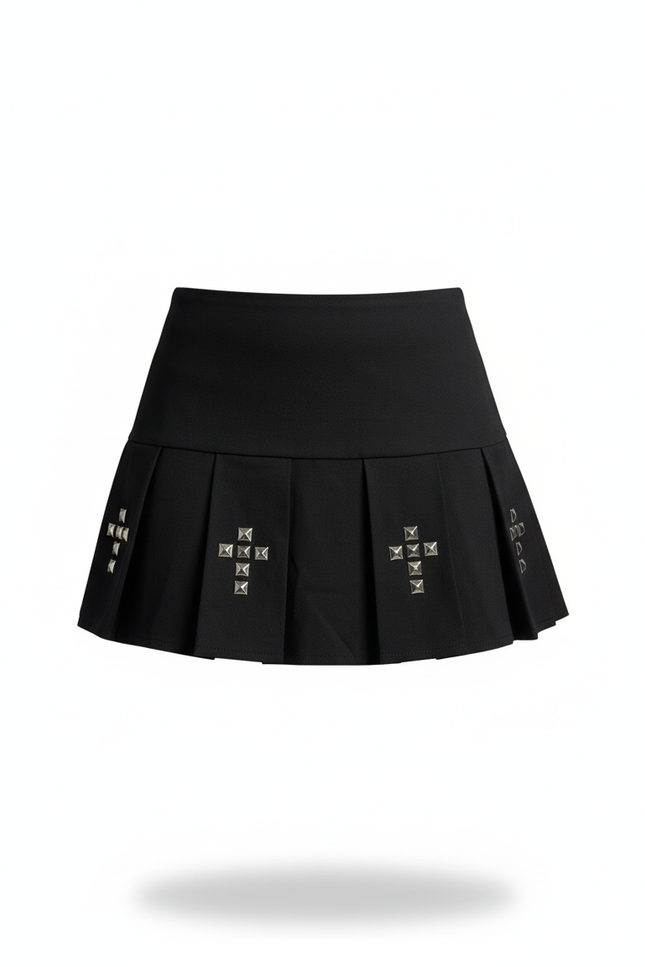 Jupe Plissée cloutée mini gothique