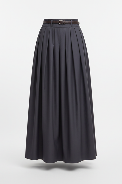Jupe Plissée longue anthracite élégante