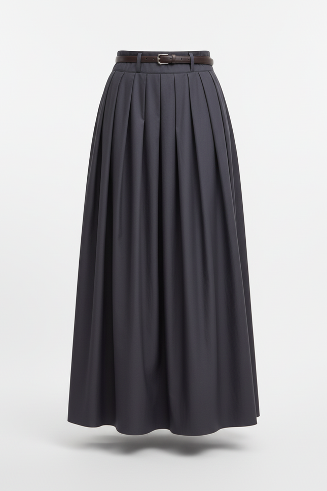 Jupe Plissée longue anthracite élégante