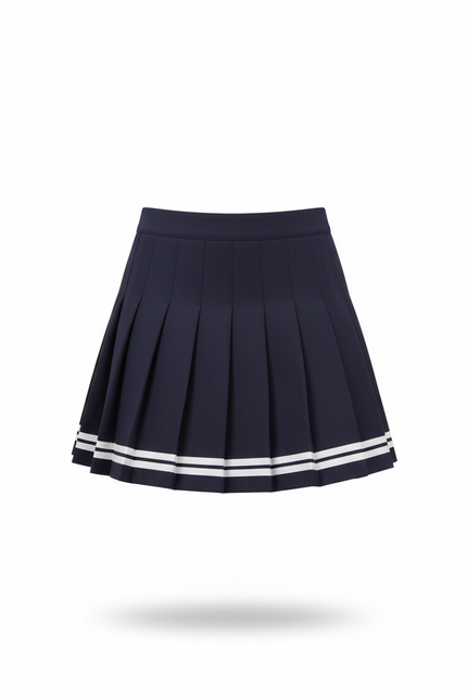 Jupe Plissée Bleu Marine Rayée Décontractée