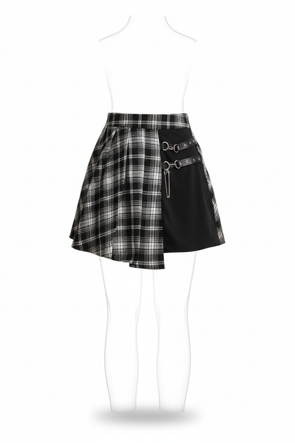 Jupe Plissée écossaise asymétrique chic
