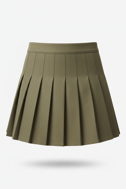 Jupe Plissée Vert Kaki Mini Chic