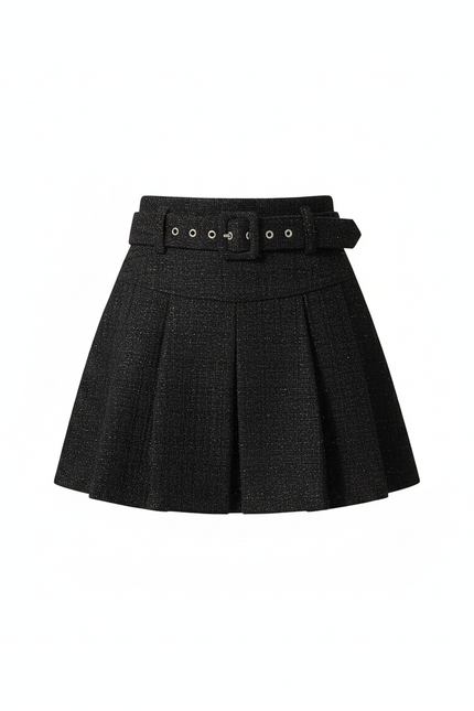 Jupe Plissée noire taille haute chic raffinée soignée