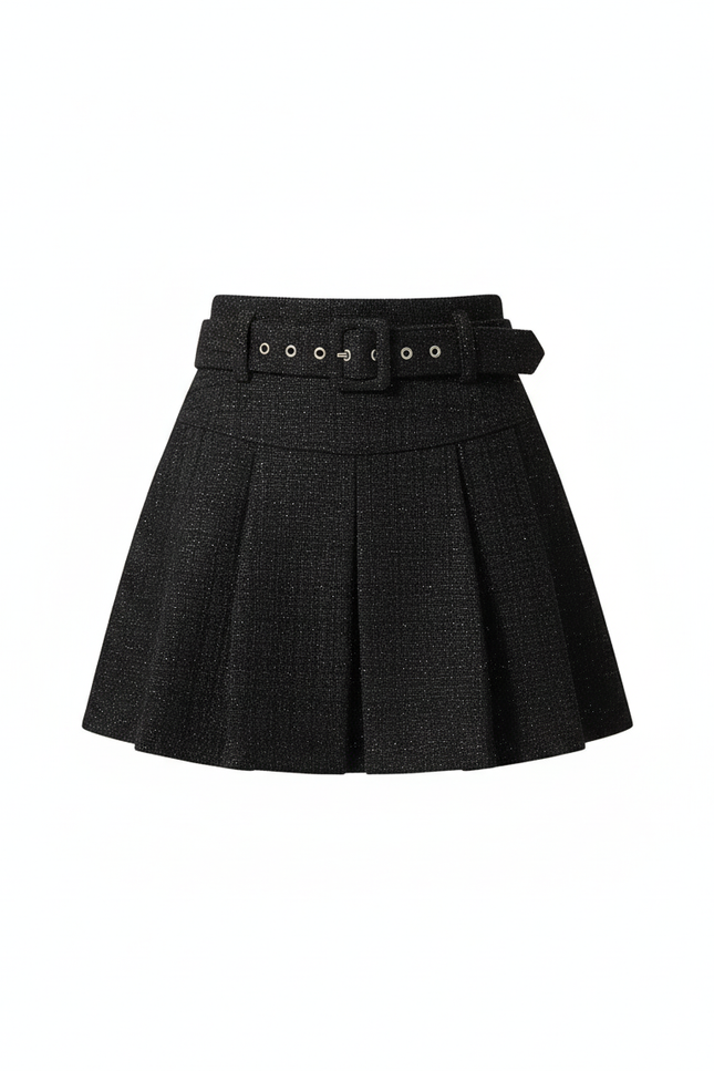 Jupe Plissée noire taille haute chic raffinée soignée