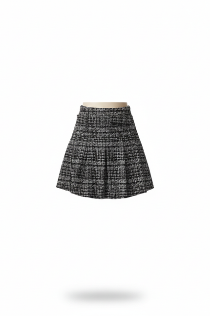 Jupe Plissée Mini Tweed élégante