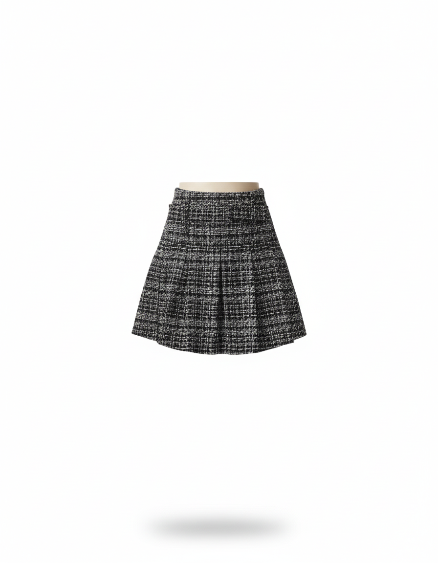 Jupe Plissée Mini Tweed élégante