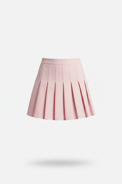 Jupe Plissée rose taille haute décontractée