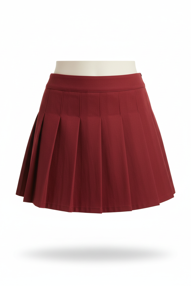 jupe plissée rouge courte