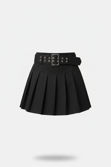 Jupe Plissée taille haute noire chic