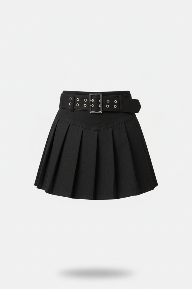 Jupe Plissée taille haute noire chic