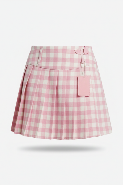 Jupe Plissée rose écossais chic
