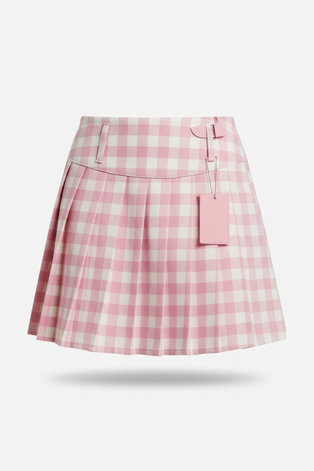 Jupe Plissée rose écossais chic