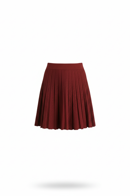 Jupe Plissée Rouge Bordeaux Courte Élégante