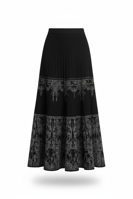 Jupe Plissée noire motifs élégante