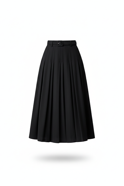 Jupe Plissée noire midi chic