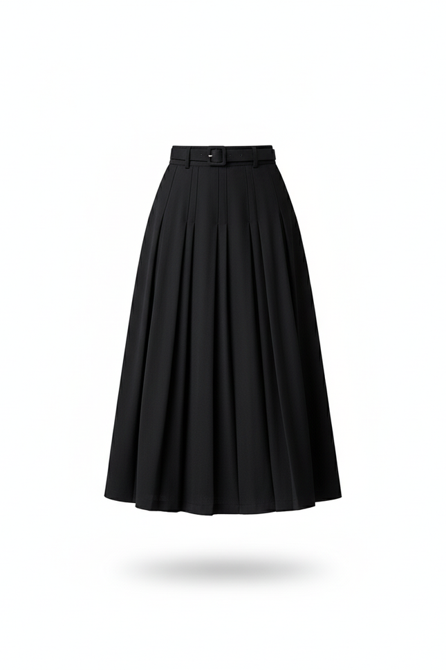 Jupe Plissée noire midi chic
