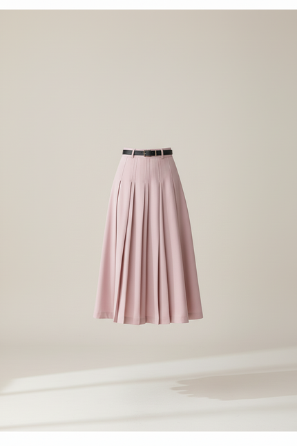 Jupe Plissée rose taille haute élégante