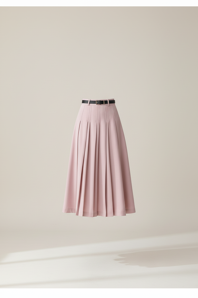 Jupe Plissée rose taille haute élégante