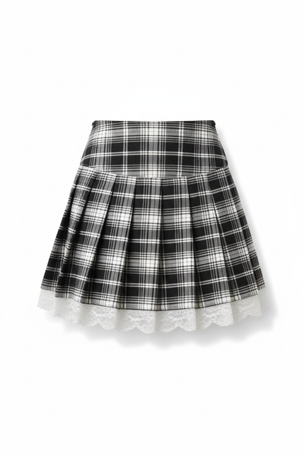 Jupe Plissée Écossaise Dentelle Gothic