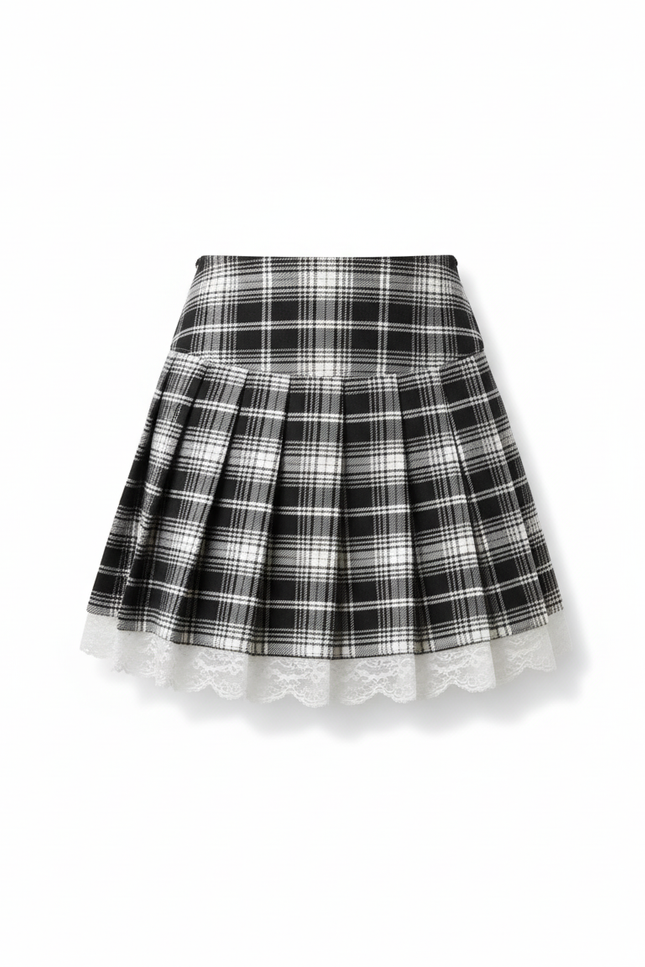 Jupe Plissée Écossaise Dentelle Gothic