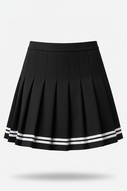 Jupe Plissée noire rayée chic