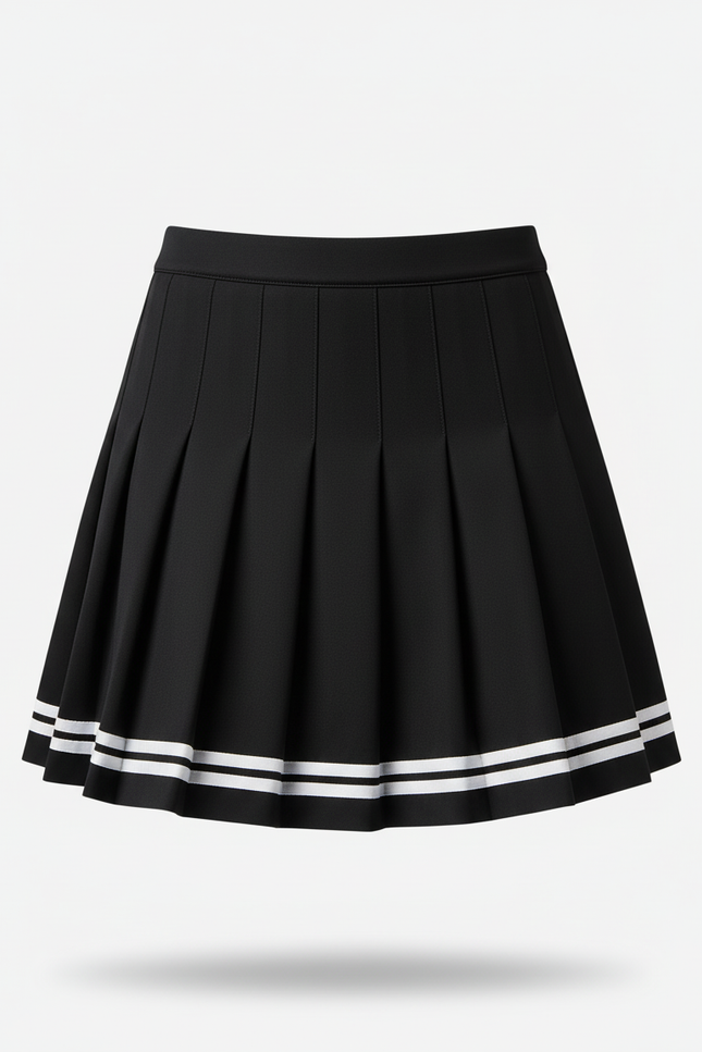 Jupe Plissée noire rayée chic