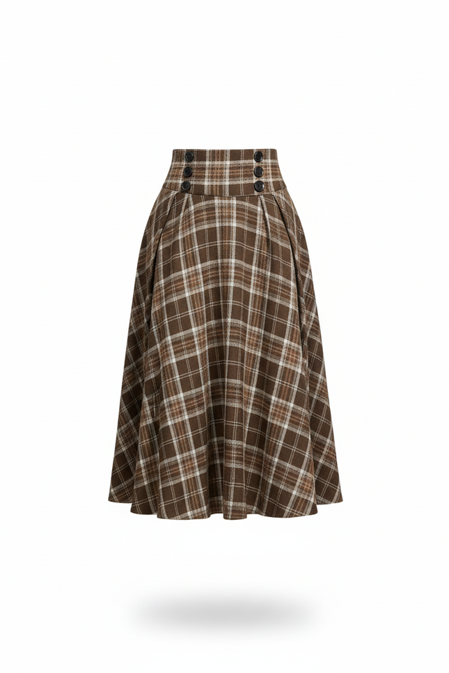 Jupe Plissée carreaux taille haute fluide