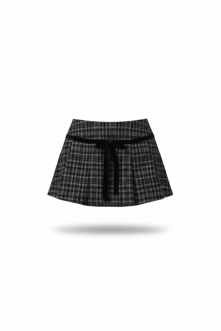 Jupe Plissée carreaux tweed décontractée