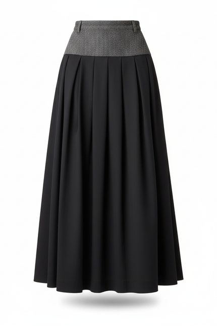 Jupe Plissée noire patchwork chic