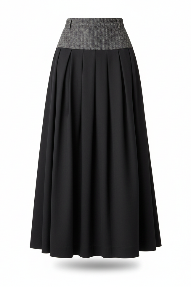 Jupe Plissée noire patchwork chic