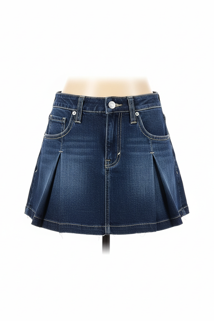 Jupe Plissée denim mini Rétro raffinée