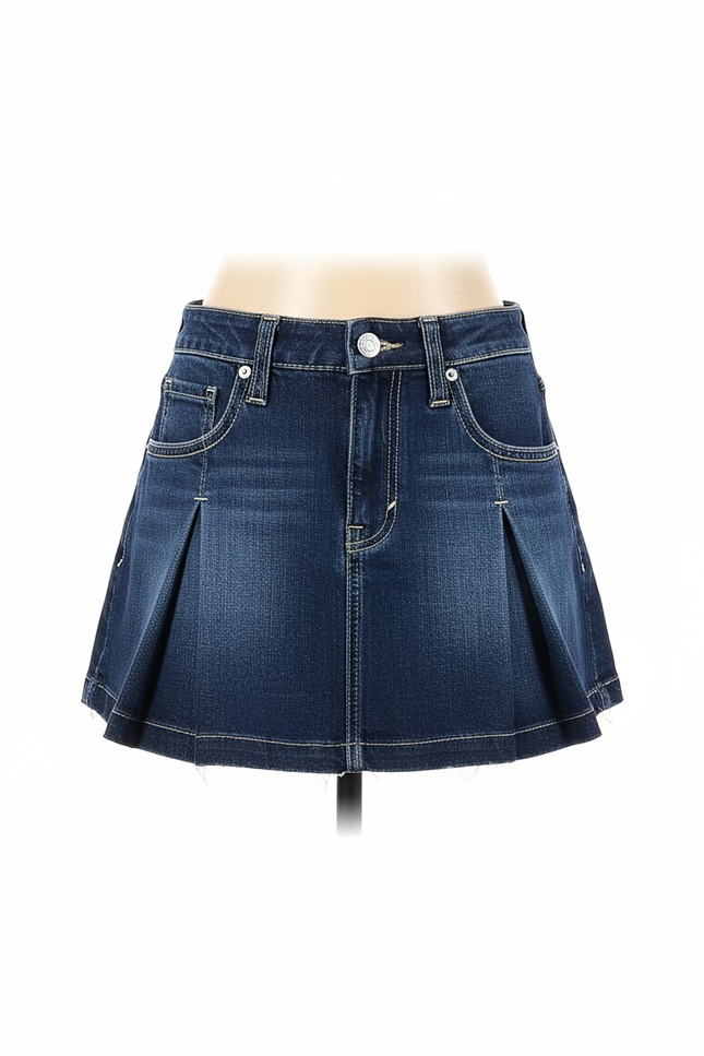 Jupe Plissée denim mini Rétro raffinée