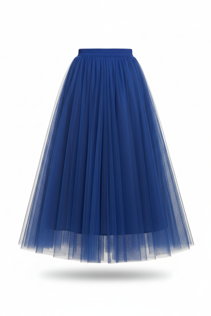 Jupe Plissée Tulle Bleue Midi