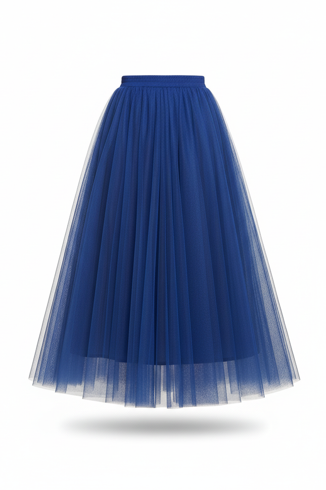 Jupe Plissée Tulle Bleue Midi