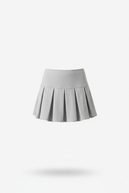 Jupe Plissée Grise Mini Décontractée