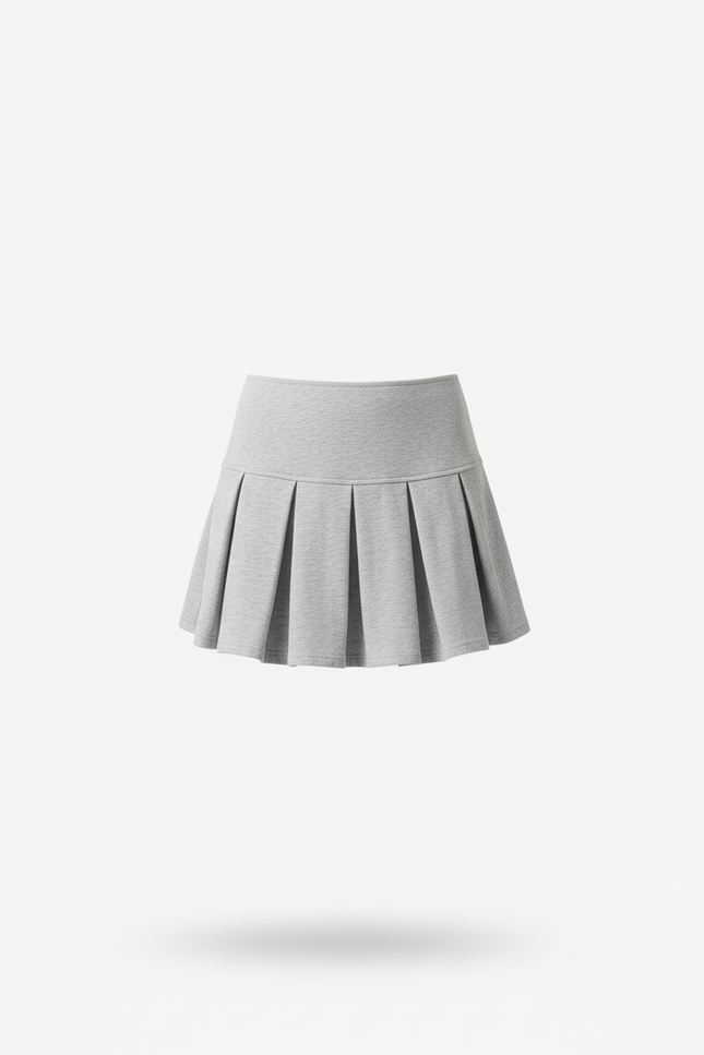 Jupe Plissée Grise Mini Décontractée