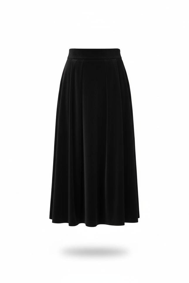 Jupe Plissée Velours Noir Élégante