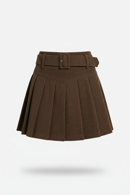 Jupe Plissée marron velours côtelé décontractée