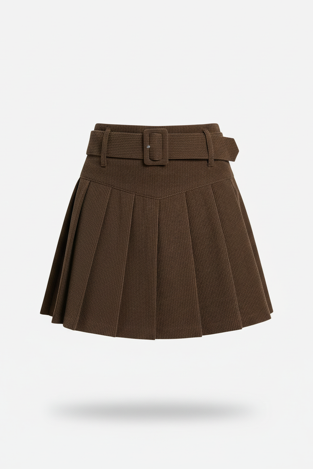 Jupe Plissée marron velours côtelé décontractée