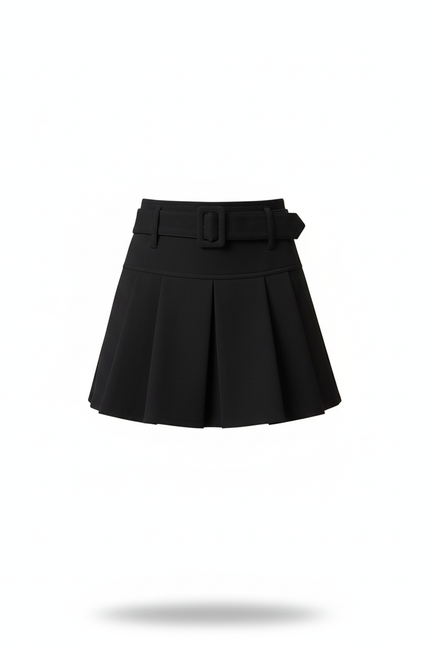 Jupe Plissée noire taille haute chic originale distinctive