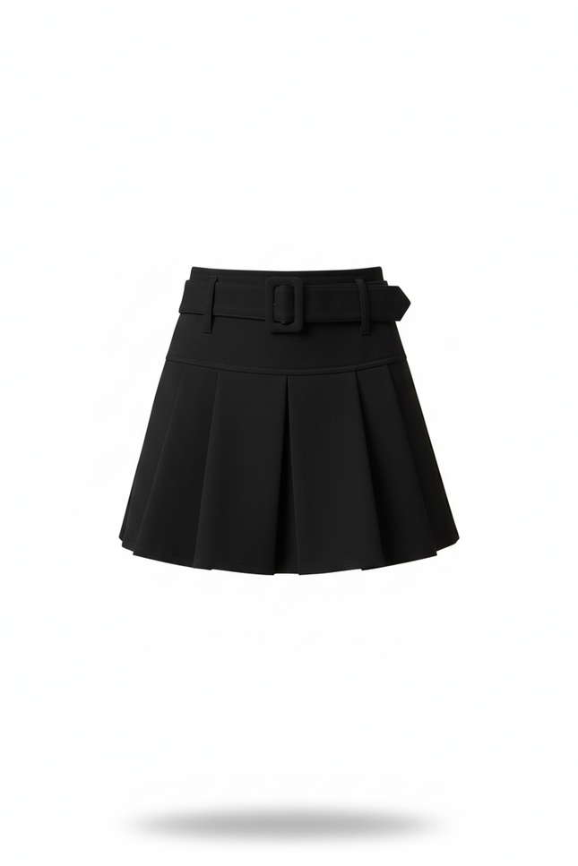 Jupe Plissée noire taille haute chic originale distinctive