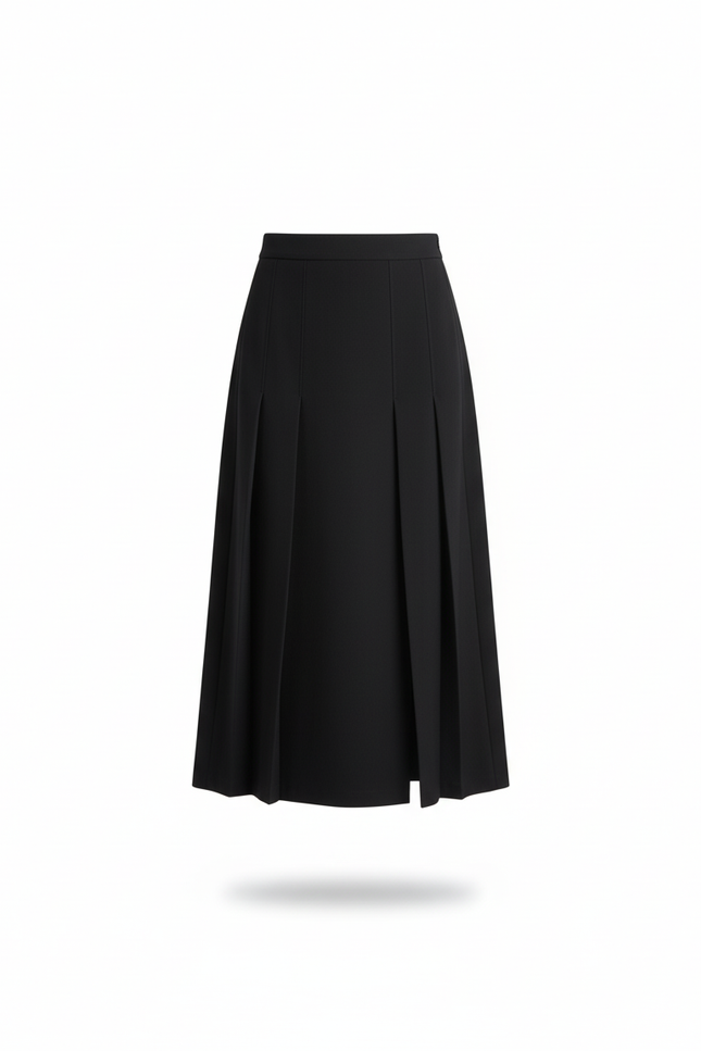 Jupe Plissée Noire Midi Chic confortable