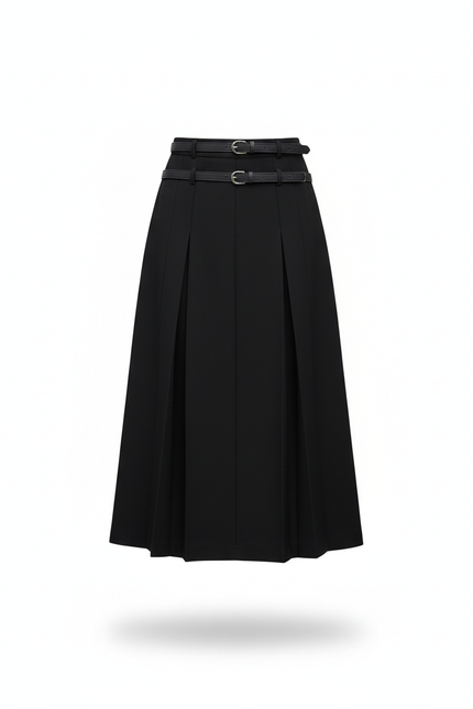 Jupe Plissée Noire Taille Haute Élégante stylée