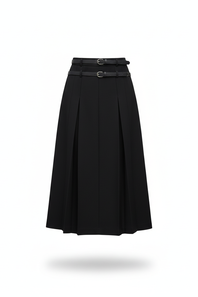 Jupe Plissée Noire Taille Haute Élégante stylée