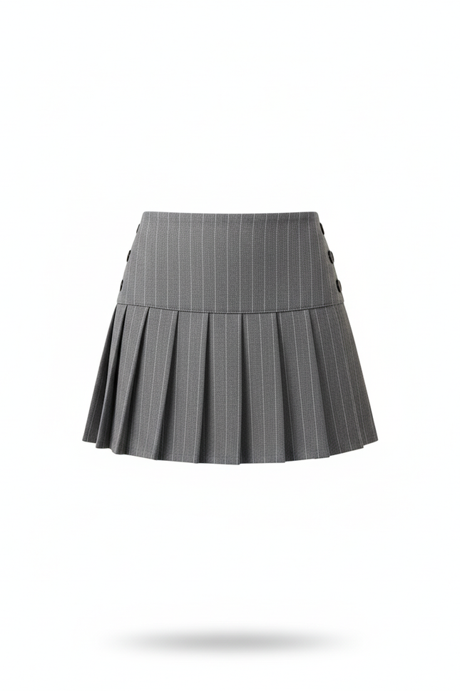 Jupe Plissée Grise Rayée Chic