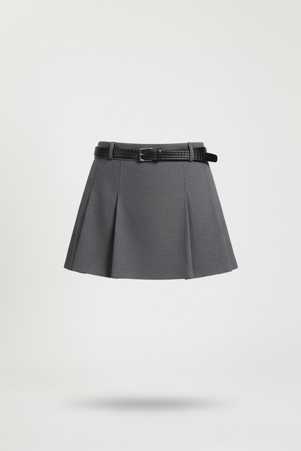 Jupe Plissée Grise Plaid Chic