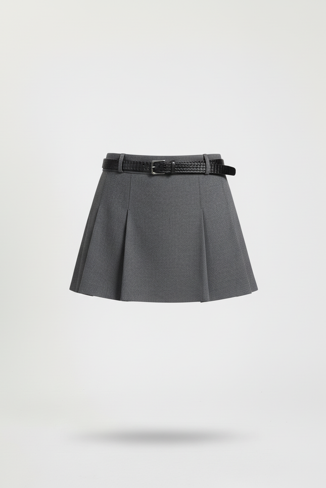 Jupe Plissée Grise Plaid Chic