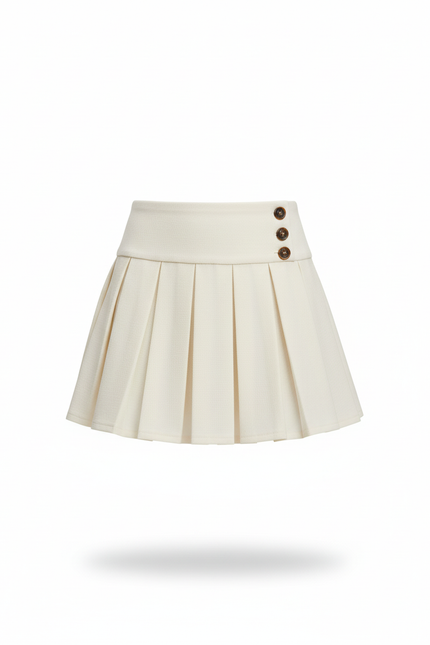 Jupe Plissée crème taille haute chic