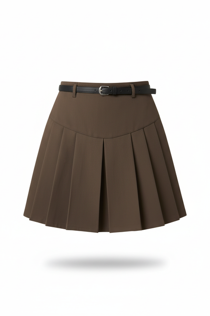 Jupe Plissée marron mini chic féminine