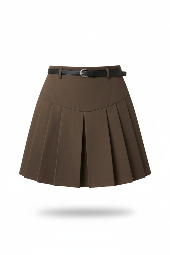 Jupe Plissée marron mini chic féminine